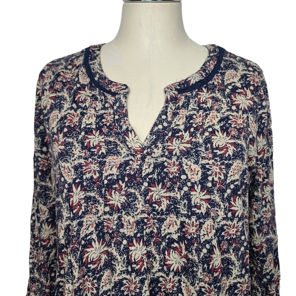 Lucky Brand Floral Print V Neck Top L - Picture 2 of 6